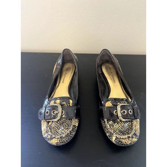 Arturo Chiang Yellow & Brown Snakeskin Flat Shoes 7.5 - Picture 6 of 13